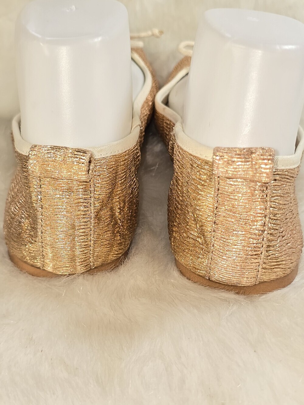 Zara Girls Shimmery Rose Gold Ballet Flats with Bow & Removable Ankle Ribbons - Picture 5 of 12